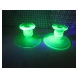 (FS) Pair of Vintage Green Uranium ...