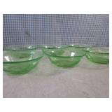 (FS) Set of 6 Vintage Etched Green ...