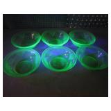(FS) Set of 6 Vintage Etched Green ...