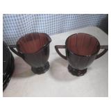 (A-3) Vintage Amethyst Glass Dishes...