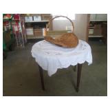 (EW4) Wood Table with Cloth Cover a...