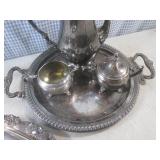 (BS) Silverplated Tray, Coffee Pot,...