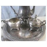 (BS) Silverplated Tray, Coffee Pot,...