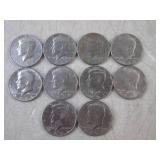 (CNTR) 10 Assorted Kennedy Half Dol...