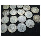 Seventeen 40% Silver Kennedy Half Dollars