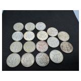 Seventeen 40% Silver Kennedy Half Dollars