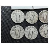 Fifteen Mixed Full Date Silver Standing Liberty Quarters