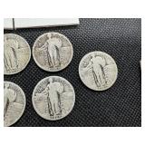 Fifteen Mixed Full Date Silver Standing Liberty Quarters