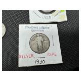 Fifteen Mixed Full Date Silver Standing Liberty Quarters