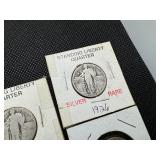 Fifteen Mixed Full Date Silver Standing Liberty Quarters