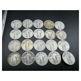 20 No Date Silver Standing Liberty Quarters (melt value approx. $6.00/coin)