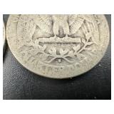 Five Silver Washington Quarters all 1930s