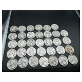 34 Silver Washington Quarters all 1940s