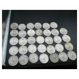 34 Silver Washington Quarters all 1940s