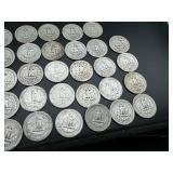 34 Silver Washington Quarters all 1940s