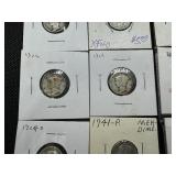 18 Different Year and Mint Mercury Dimes