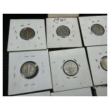 18 Different Year and Mint Mercury Dimes