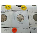 24 Buffalo Nickels - 15 Common Date - some are XF and 9 Better Date