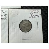 Three 3 Cent Nickels 1866, 1867, and 1870  Nice Quality Coins!