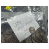 500 1940- 1958 Wheat Cents