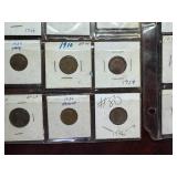 Sheets of 39 Early  Date Wheat Cents 1909 -1939; Many Better Date Coins