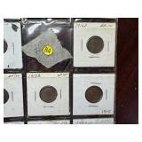 Sheets of 39 Early  Date Wheat Cents 1909 -1939; Many Better Date Coins