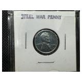 Nine 1943 Steel Cents:  6 Very High Grade 1943-Ps and a 3-coin 1943 PDS set.
