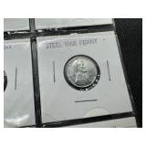 Nine 1943 Steel Cents:  6 Very High Grade 1943-Ps and a 3-coin 1943 PDS set.