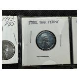 Nine 1943 Steel Cents:  6 Very High Grade 1943-Ps and a 3-coin 1943 PDS set.