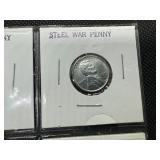 Nine 1943 Steel Cents:  6 Very High Grade 1943-Ps and a 3-coin 1943 PDS set.