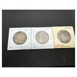 Three Seated Liberty Half Dollars: 1861; 1875, and 1877