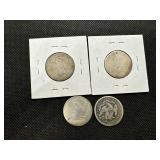 Four Seated Liberty Quarters: 1854, 1876, (2) 1876s, and 1877
