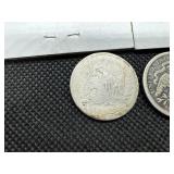 Four Seated Liberty Quarters: 1854, 1876, (2) 1876s, and 1877