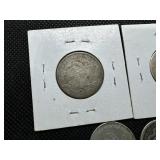 Four Seated Liberty Quarters: 1854, 1876, (2) 1876s, and 1877