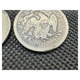 Four Seated Liberty Quarters: 1854, 1876, (2) 1876s, and 1877