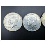 Five 40% Silver Kennedy Half Dollars: 1965, 1966, 1967, 1968, and 1969
