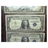 Five 1957 B Blue Seal Silver Certificates