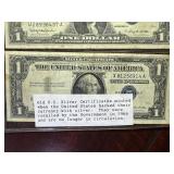 Five 1957 B Blue Seal Silver Certificates