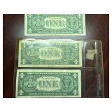 Five 1957 B Blue Seal Silver Certificates