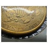 1896-S Gold Liberty Head $20.00 Double Eagle Coin (0.9675 Oz. of Gold) - marked MS60 when Purchased