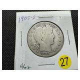 1905-S Barber Half Dollar