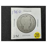 1906-D Barber Half Dollar