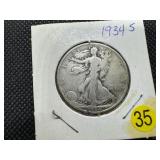 1934-S Walking Liberty Silver Half Dollar