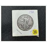 1941 Walking Liberty Silver Half Dollar