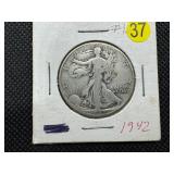 1942 Walking Liberty Silver Half Dollar
