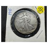 1945 Walking Liberty Silver Half Dollar
