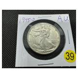1945-D Walking Liberty Silver Half Dollar - Marked AU When Purchased