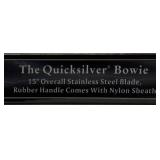 Quicksilver Bowie Knife with Black Rubber Handle & Cover - 15" Overall Length (View Photos)