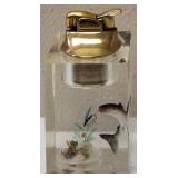Vintage Table Lighter & Holder with a Clear Finish / Fishing Theme (View Photos)
