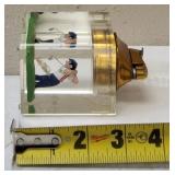 (1) Vintage Table Lighter - Set Inside a Base  (1) Clear Float Holder with a Golfer